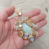 "Flower" 31ct Natural Ethiopian Opal And 14k gold filled Statement Pendant