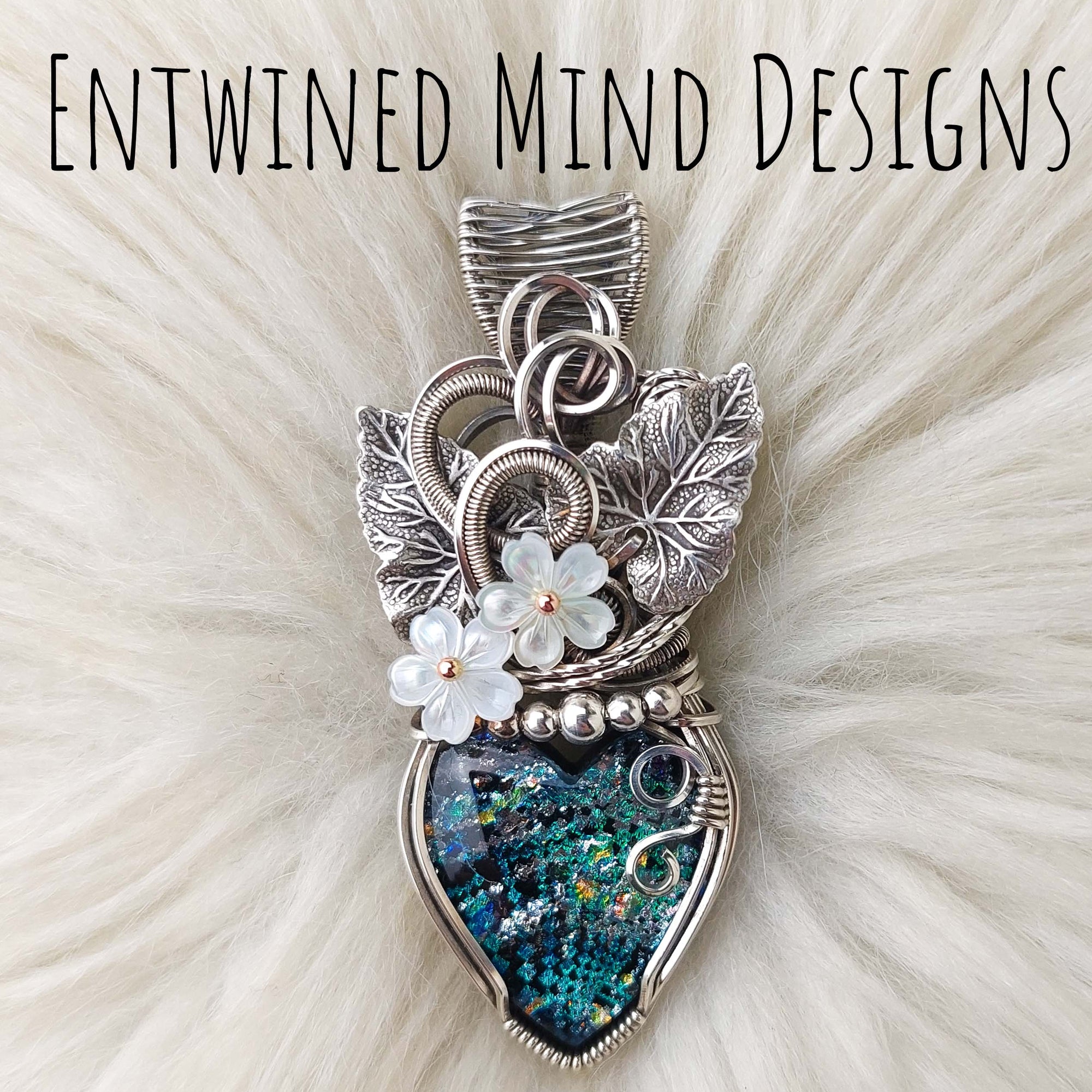 Dichroric Glass And Sterling Silver Heart Pendant