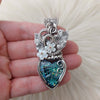 Dichroric Glass And Sterling Silver Heart Pendant