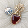 "Love note" Artisan Cut Vintage Glass 14k Goldfilled Heart Statement Pendant