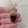 "Love note" Artisan Cut Vintage Glass 14k Goldfilled Heart Statement Pendant
