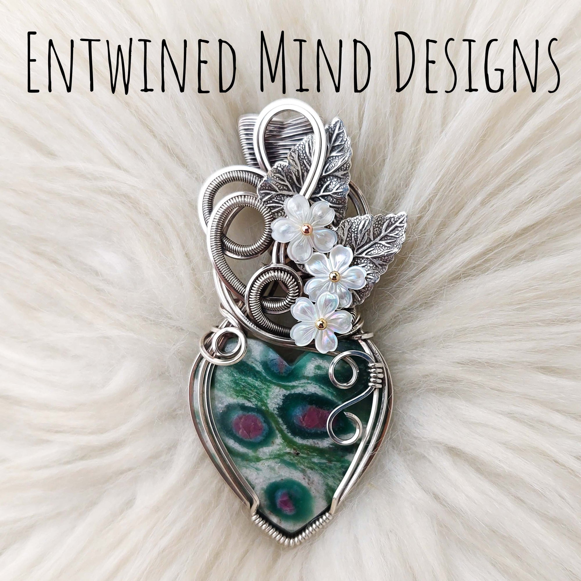 Ruby In Fuchsite With Kyanite Sterling Silver Heart Pendant