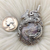 Woman and the Moon Plume Agate Statement Pendant In Sterling Silver