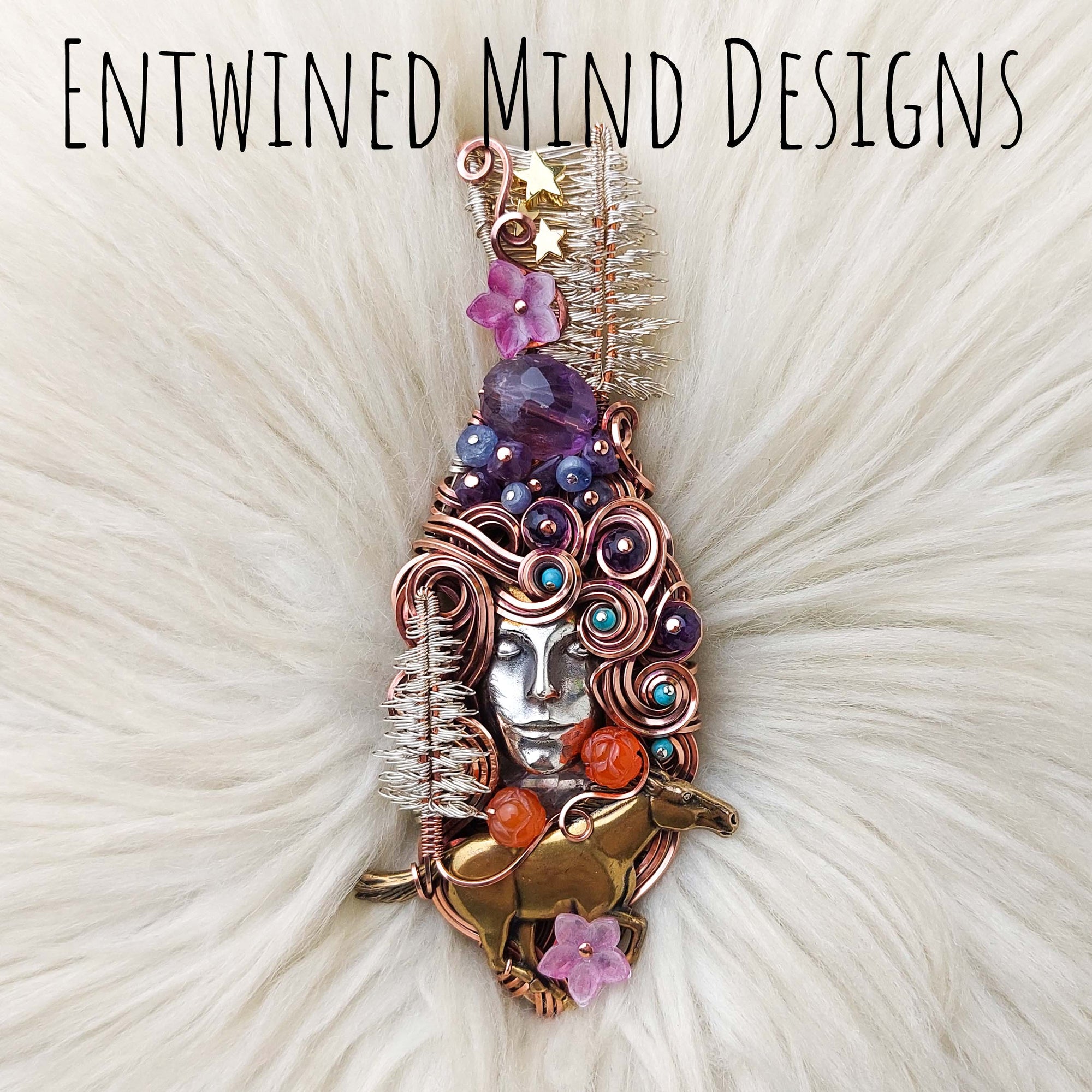 "Eileen" Goddess Statement Pendant In Sterling Silver and Copper