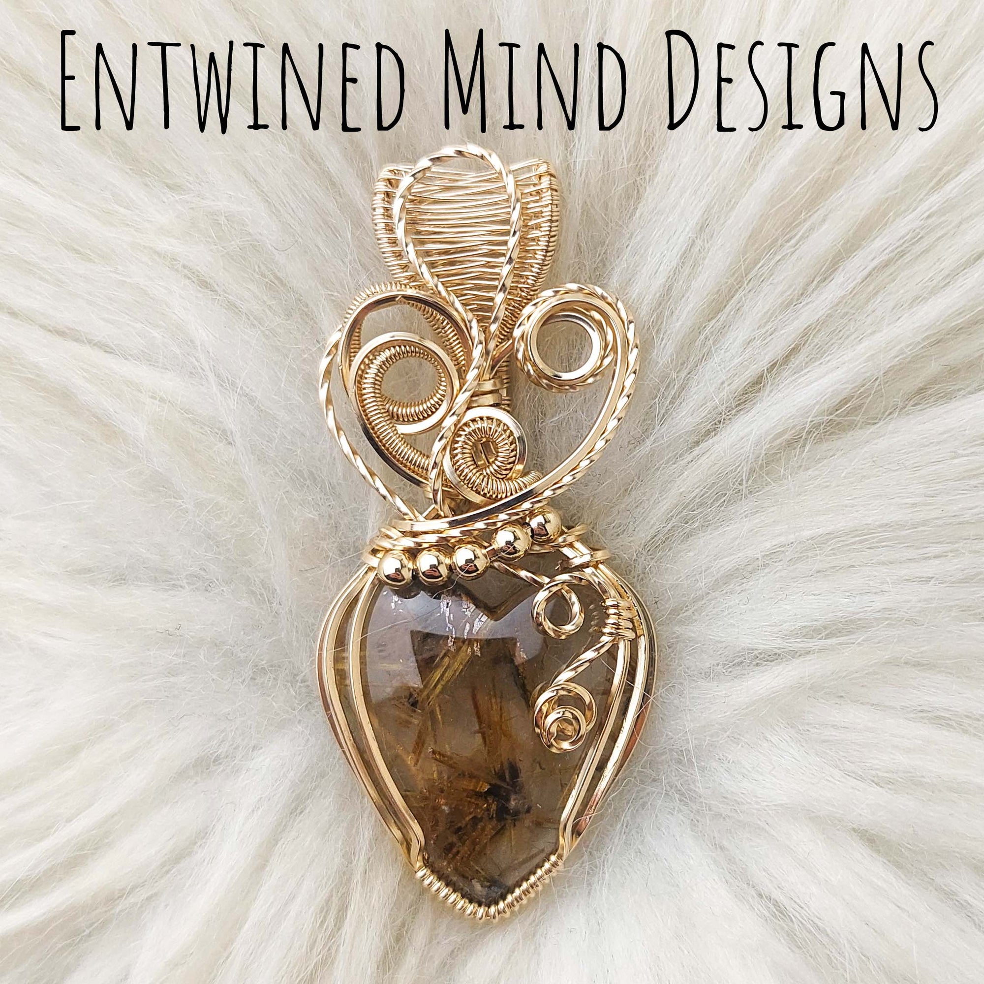 Rutilated Quartz 14k Goldfilled Heart Statement Pendant