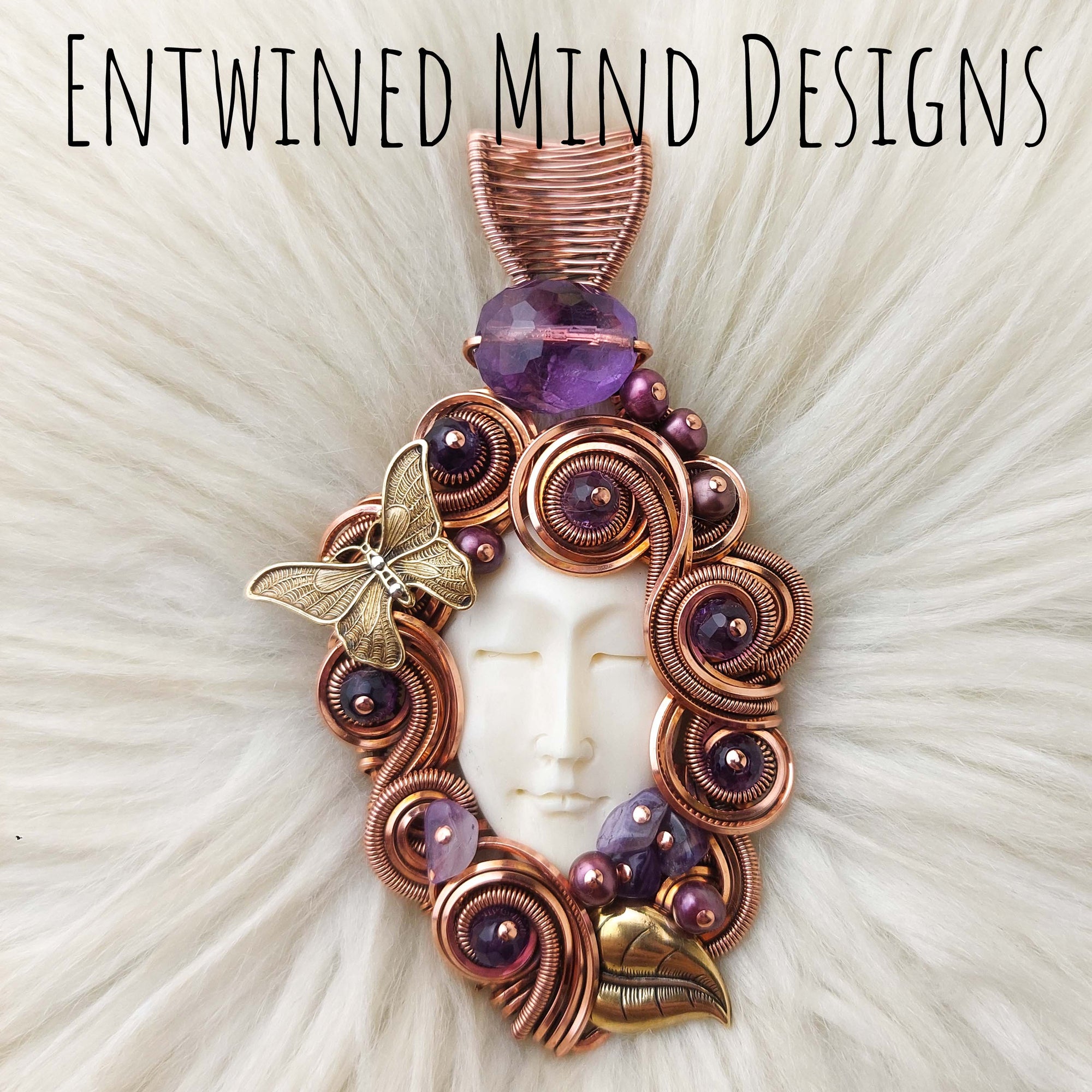 Goddess Statement Pendant With Amethyst In Copper