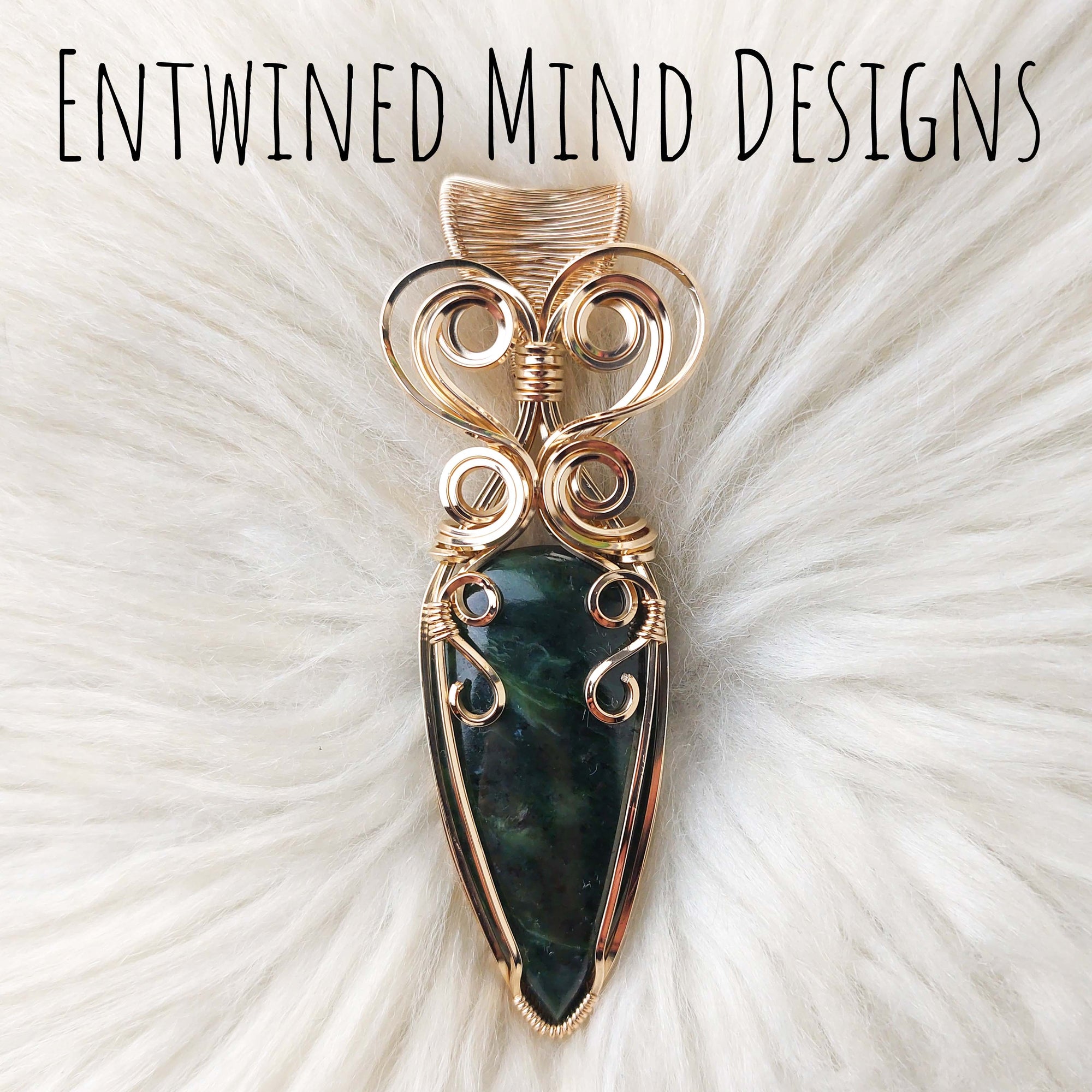 Artisan Cut Nephrite Jade And 14k Goldfilled Pendant