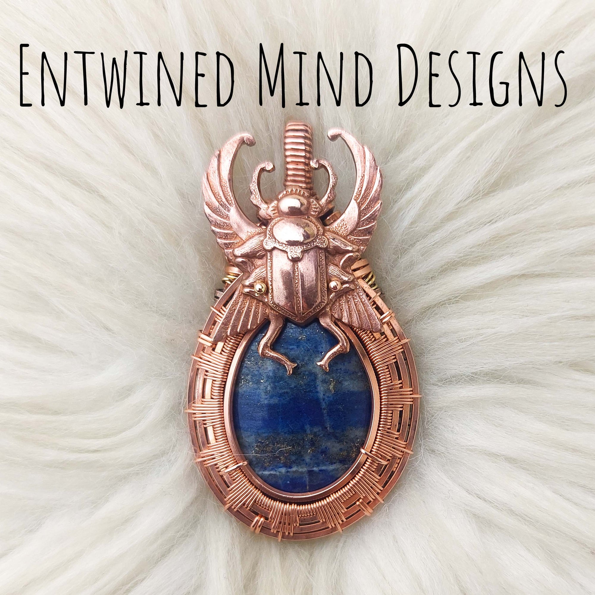 "Lariat" Lapis Statement Pendant In Copper