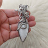 "Slither" White Scolecite Pendant In Sterling Silver