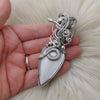 "Slither" White Scolecite Pendant In Sterling Silver