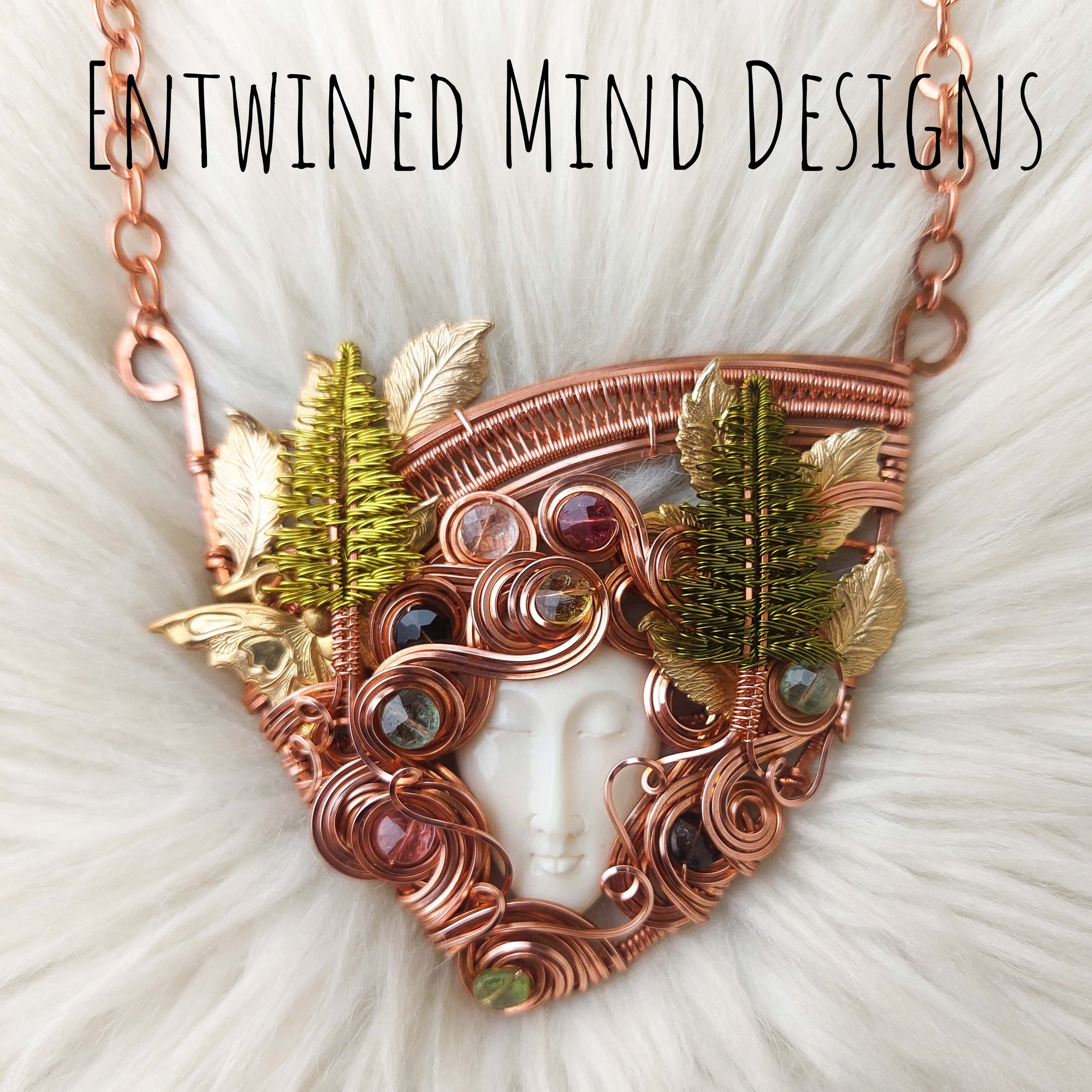 "Fidalis" Goddess Statement Necklace with Tourmaline In Copper