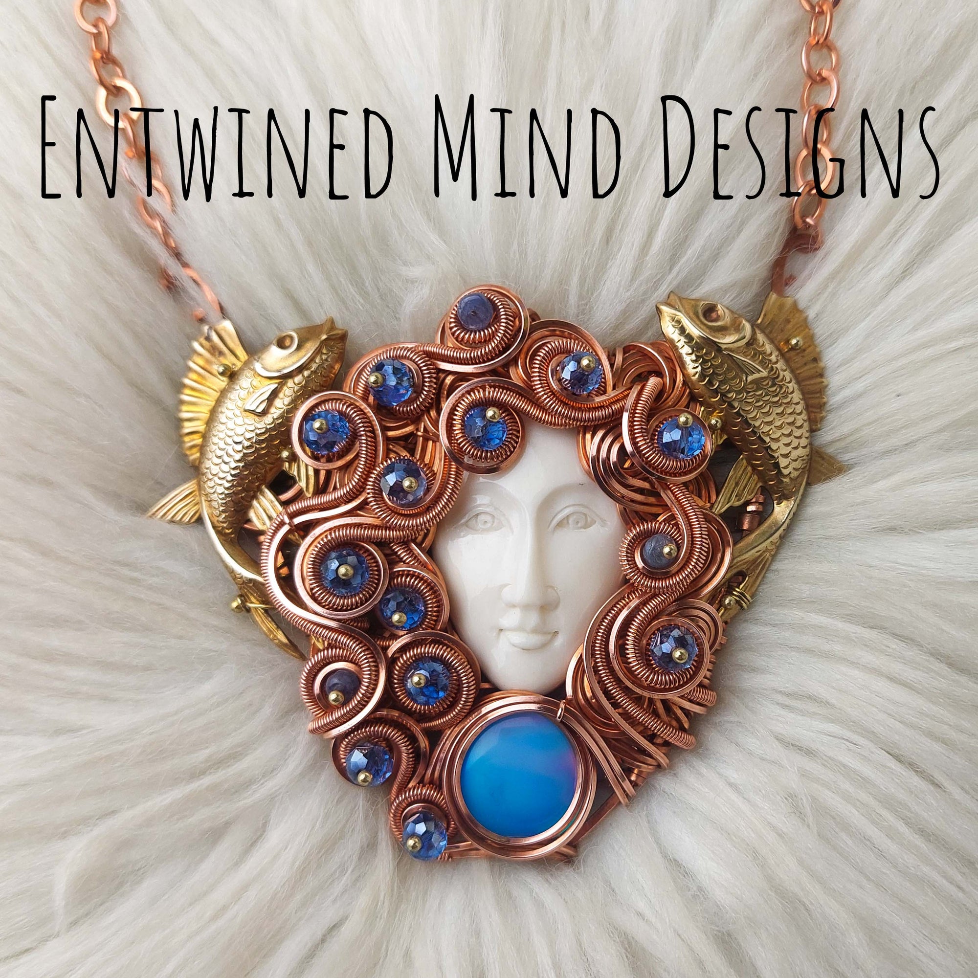 "Lí Ban" Goddess Statement Necklace with Tourmaline In Copper