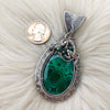 "Drogon" Malachite Dragon Pendant In Sterling Silver