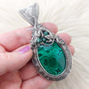 "Drogon" Malachite Dragon Pendant In Sterling Silver