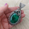 "Drogon" Malachite Dragon Pendant In Sterling Silver