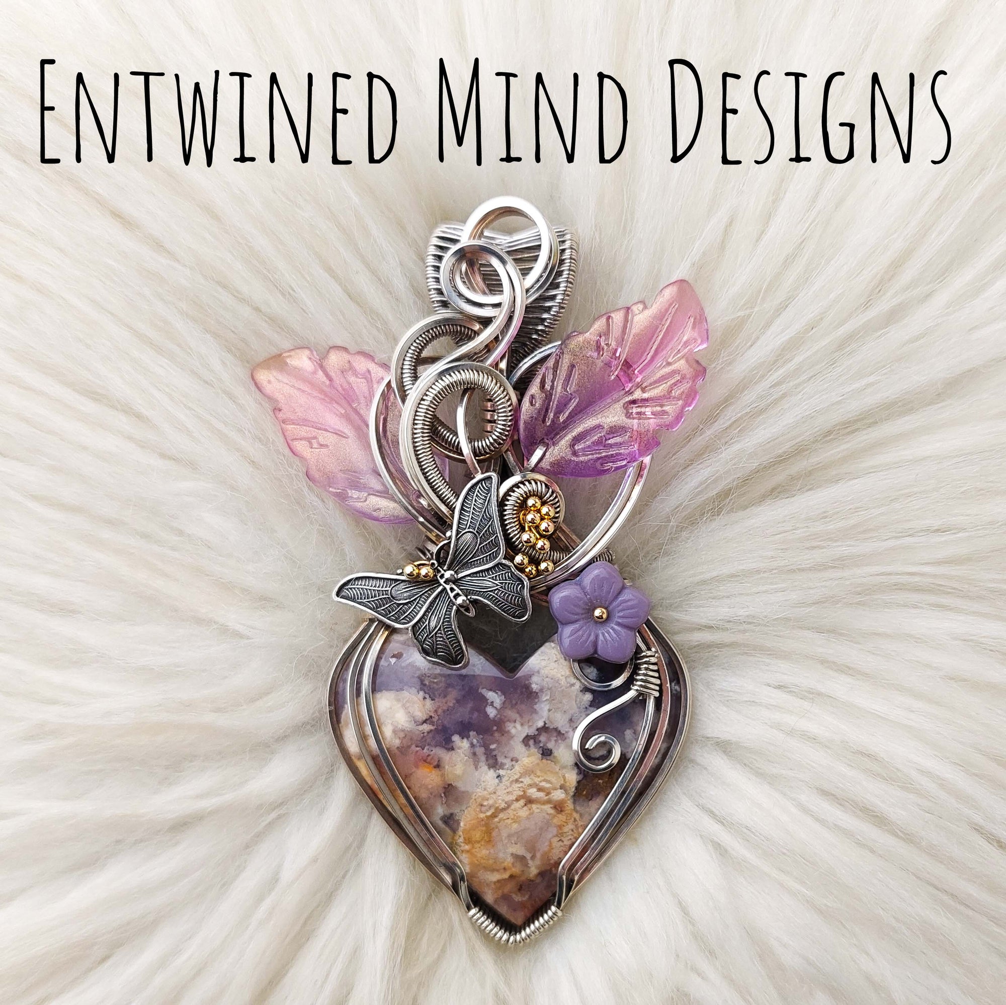 "Eternal Love" Idaho Imperial Plume Agate And Sterling Silver Heart Pendant