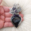 "Sparkle" Black Onyx Druzy And Sterling Silver Statement Pendant (Copy)