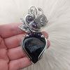 "Sparkle" Black Onyx Druzy And Sterling Silver Statement Pendant (Copy)