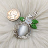 Cats Eye Glass And Sterling Silver Pendant