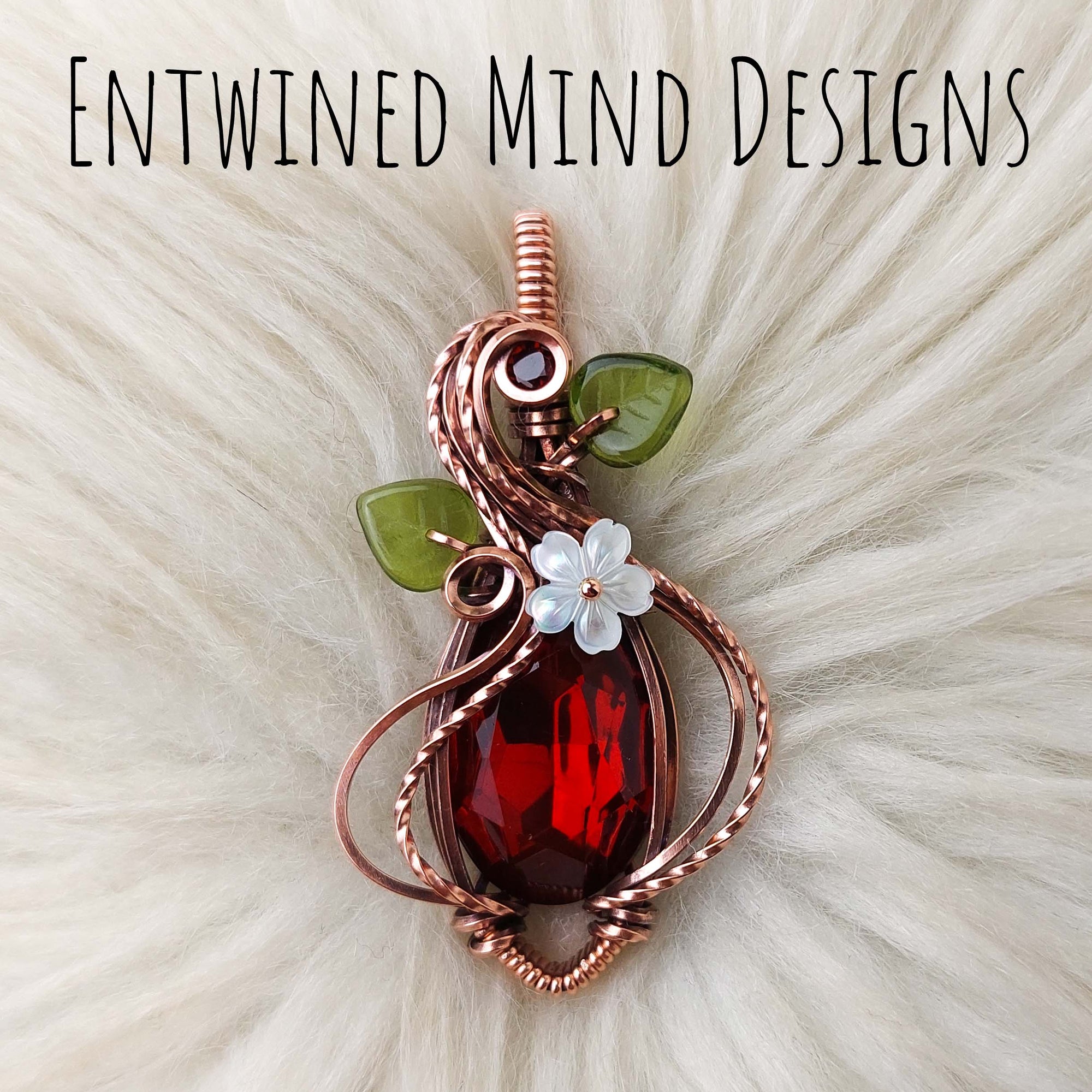 Swarovski Crystal, Garnet, and Copper Pendant