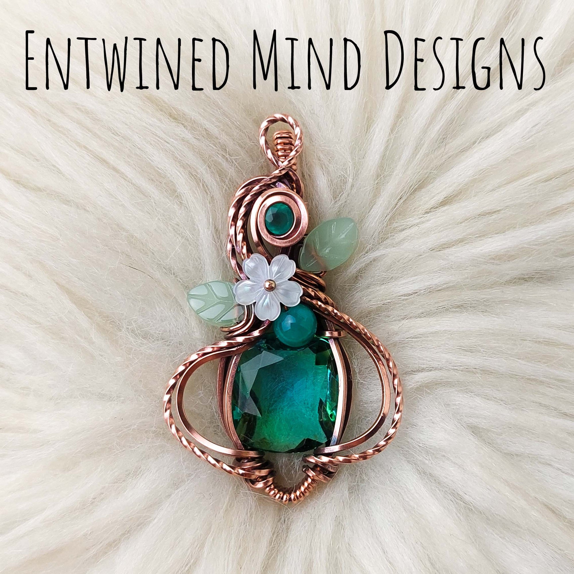 Swarovski Crystal, Green Onyx, and Copper Pendant