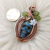 Labradorite Skull And Perdot Statement Pendant In Copper
