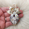 Brecciated Mookite Jasper And Sterling, Silver, and 14k Goldfilled Heart Pendant