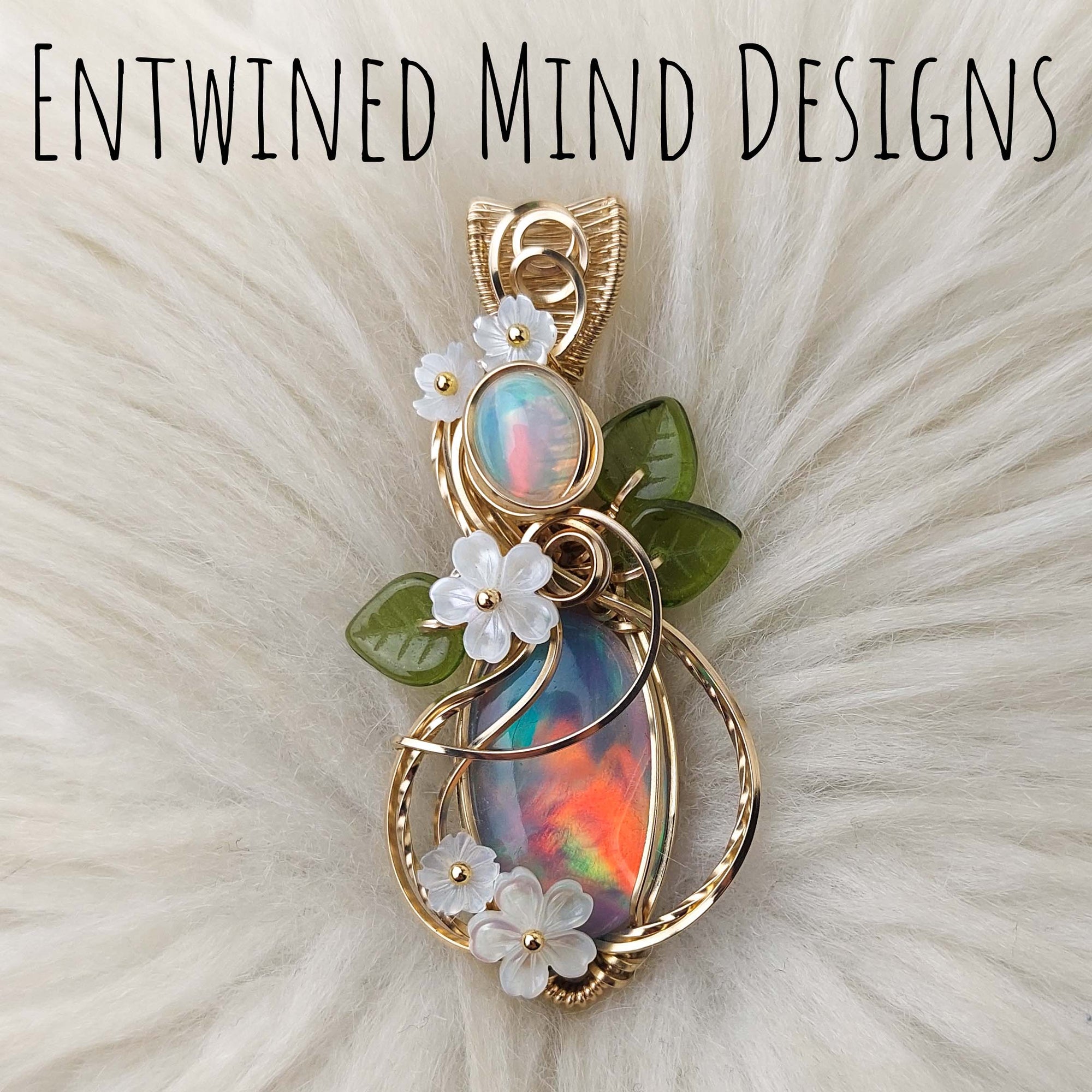 Aurora Opal, Ethiopian Opal, and Gold Filled Statement Pendant
