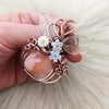 Peach Scolecite Pumpkin Pendant In Copper