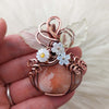 Peach Scolecite Pumpkin Pendant In Copper