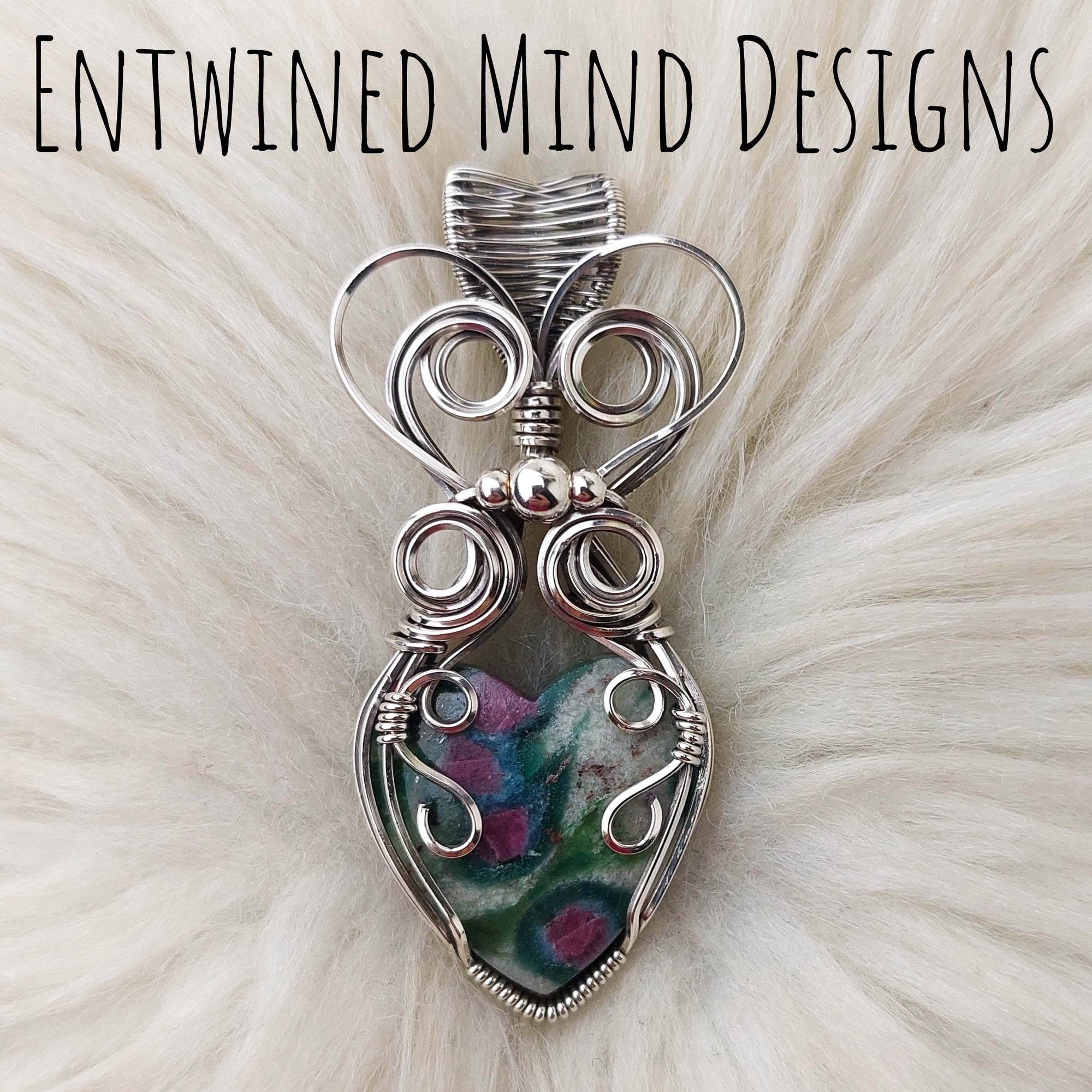 Ruby in Kyanite And Sterling Silver Heart Pendant