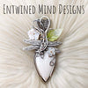 White Scolecite And Dragonfly Pendant In Sterling Silver