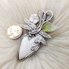 White Scolecite And Dragonfly Pendant In Sterling Silver
