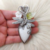 White Scolecite And Dragonfly Pendant In Sterling Silver