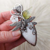 White Scolecite And Dragonfly Pendant In Sterling Silver