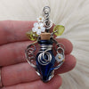 Blue Potion Bottle Pendant In Sterling Silver