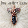 Obsidian Skull Pendant With Leaves