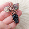 Obsidian Skull Pendant With Leaves