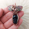 Obsidian Skull Pendant With Leaves