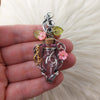 Pink With Music Note Potion Bottle Pendant In Sterling Silver