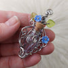 Purple Potion Bottle Pendant In Sterling Silver