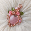 Rose Quartz Heart Pendant In Copper