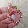Rose Quartz Heart Pendant In Copper