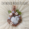 White Horse Turquoise Heart Pendant In Copper