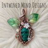 Malachite Skull Pendant In Copper