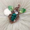 Malachite Skull Pendant In Copper