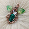 Malachite Skull Pendant In Copper
