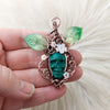 Malachite Skull Pendant In Copper