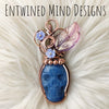 Blue Aventurine Skull Pendant In Copper