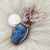 Blue Aventurine Skull Pendant In Copper